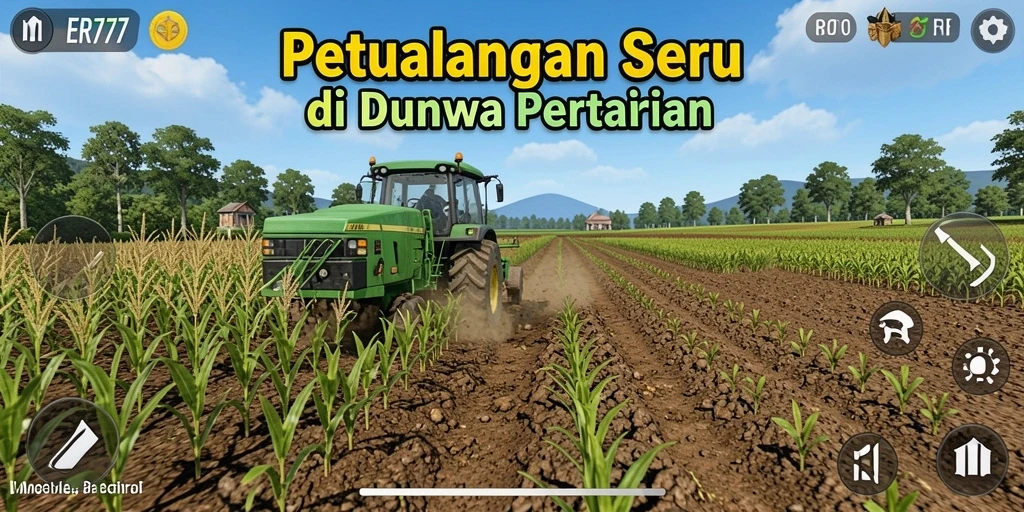 Screenshot permainan ER777 yang menunjukkan aktivitas bertani yang seru.
