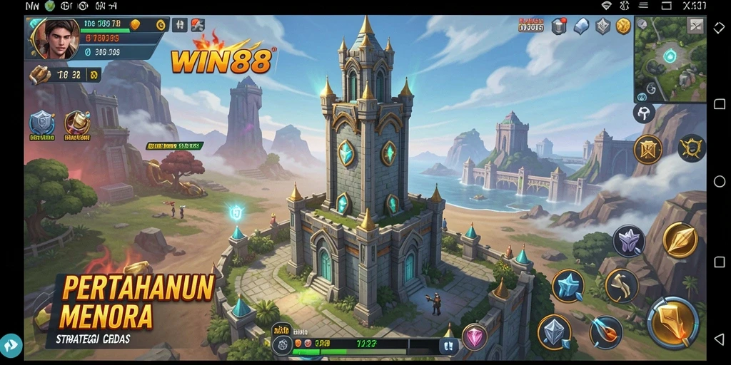 Screenshot menunjukkan gameplay menarik dari Tower Defense WIN88.
